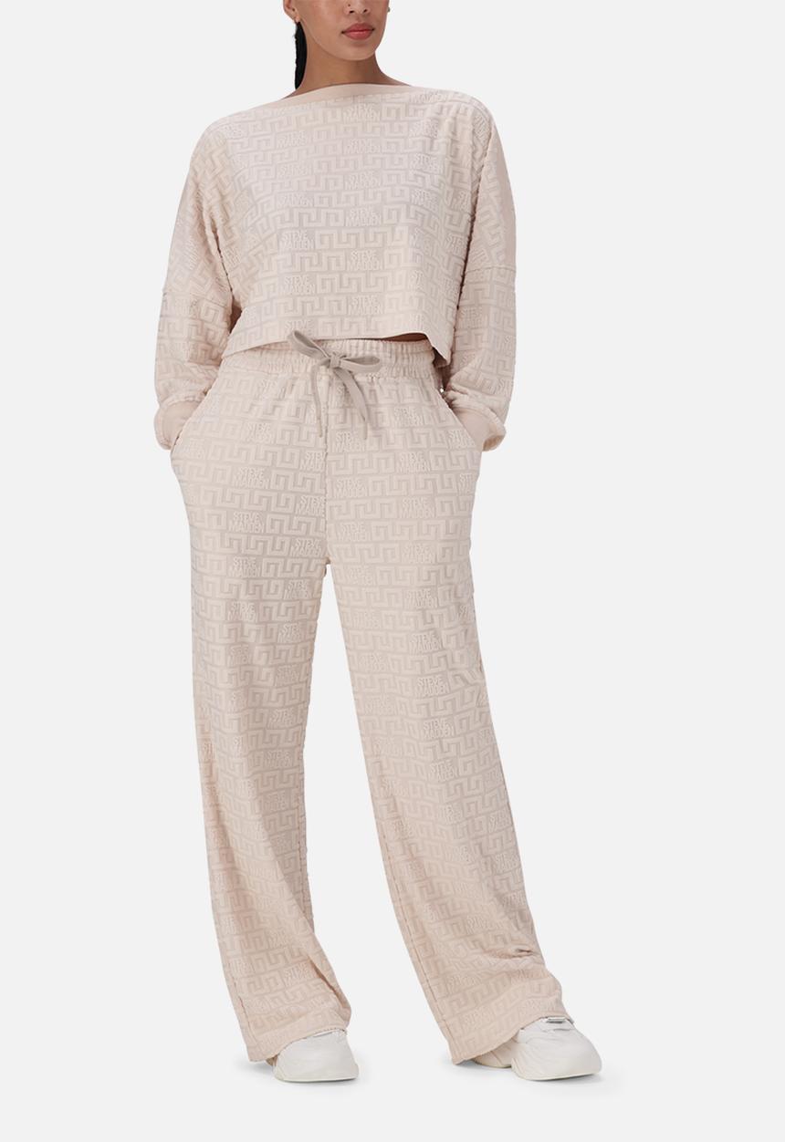 Steve Madden - Chaya wide leg jogger with embossed logo - stone