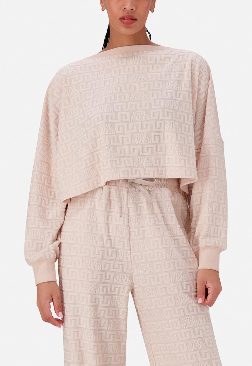 Steve Madden - Kenzie boxy crop top with embossed logo - stone