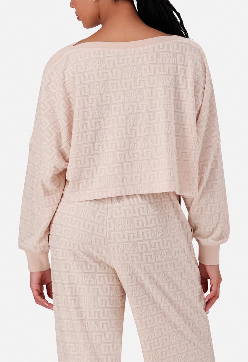 Steve Madden - Kenzie boxy crop top with embossed logo - stone