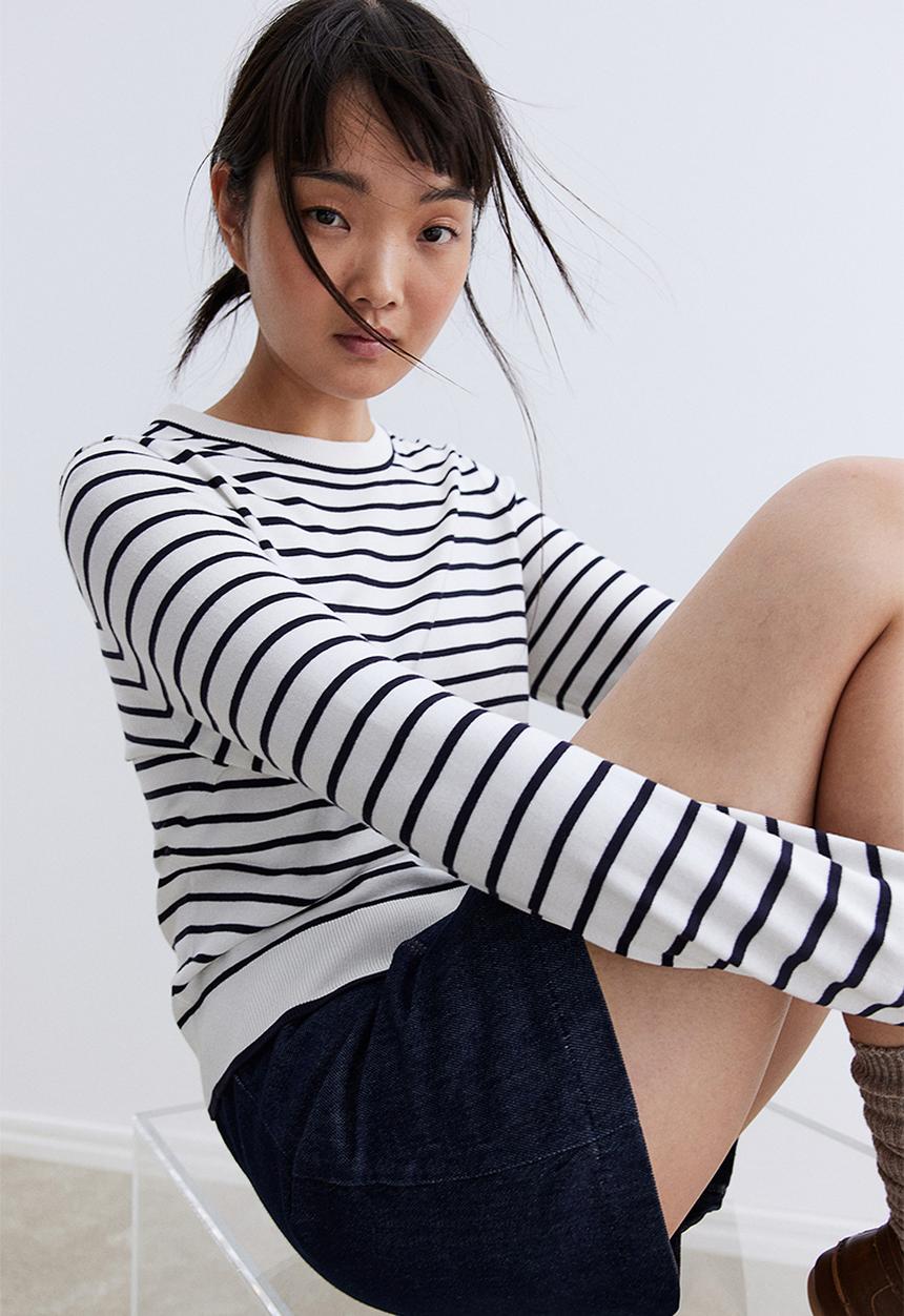 H&M - Fine-knit jumper - cream striped
