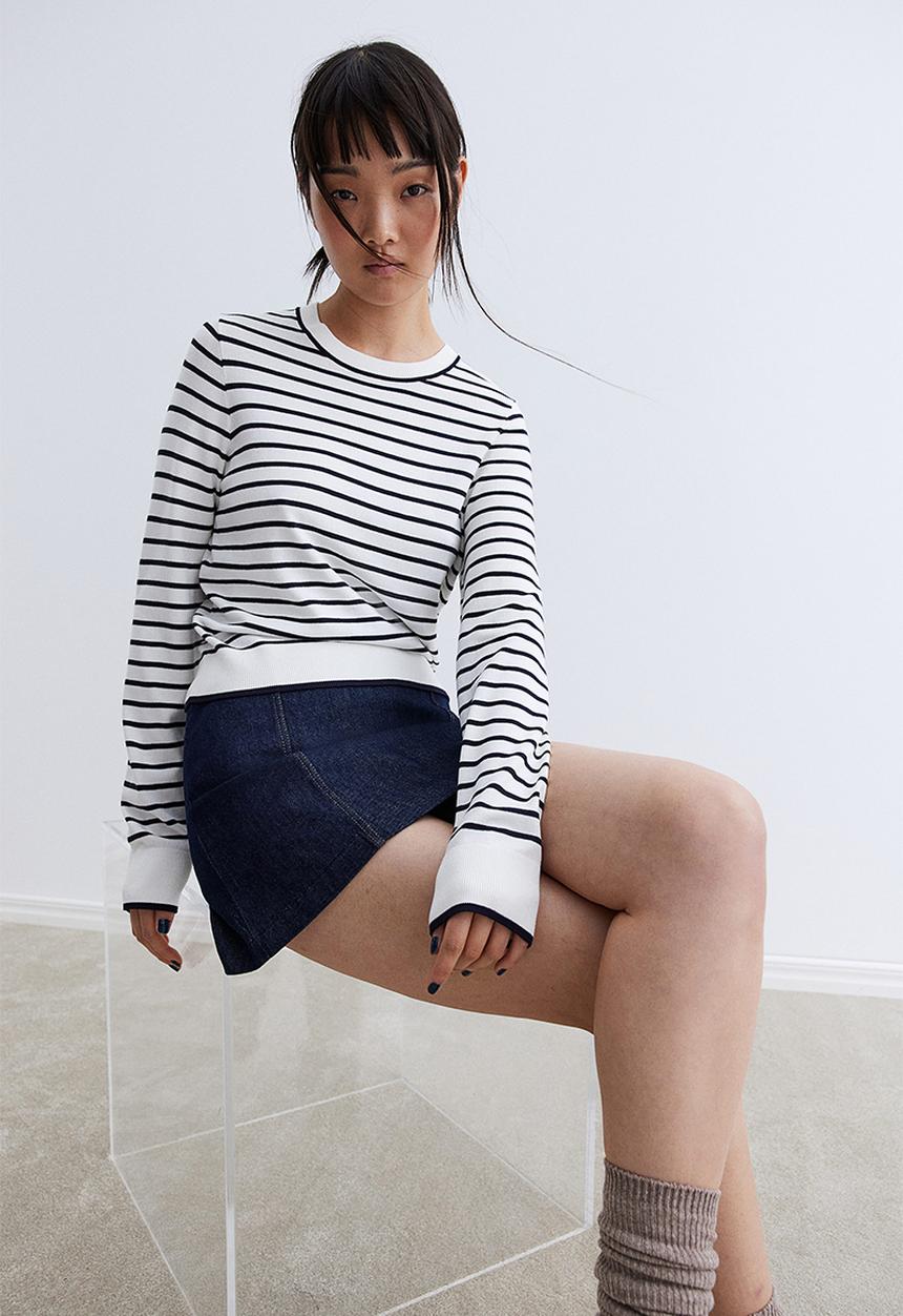 H&M - Fine-knit jumper - cream striped
