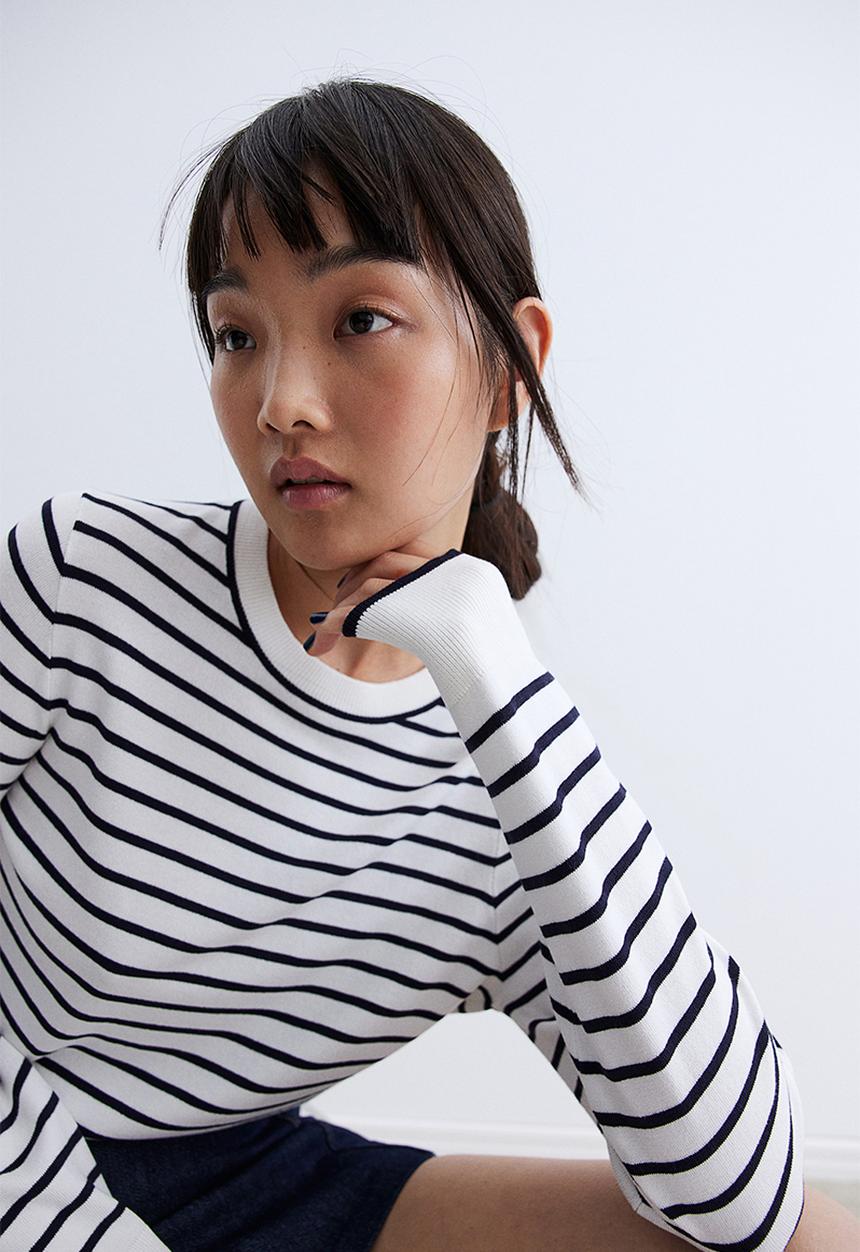 H&M - Fine-knit jumper - cream striped