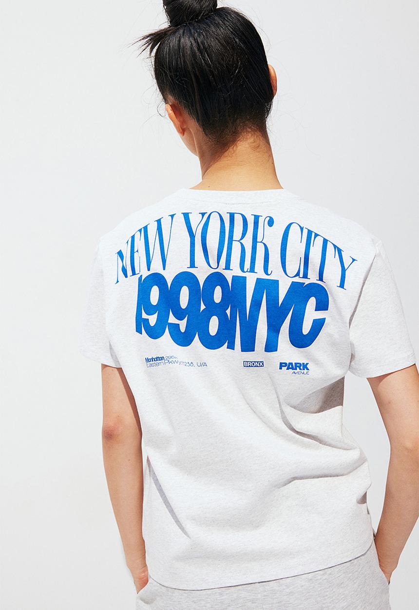 H&M - Printed t-shirt - light grey marl & new york city