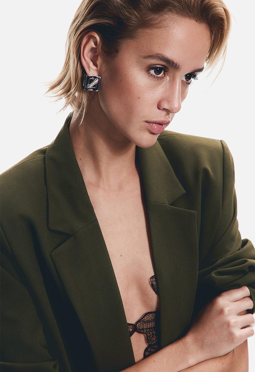 H&M - Double-breasted blazer - dark green