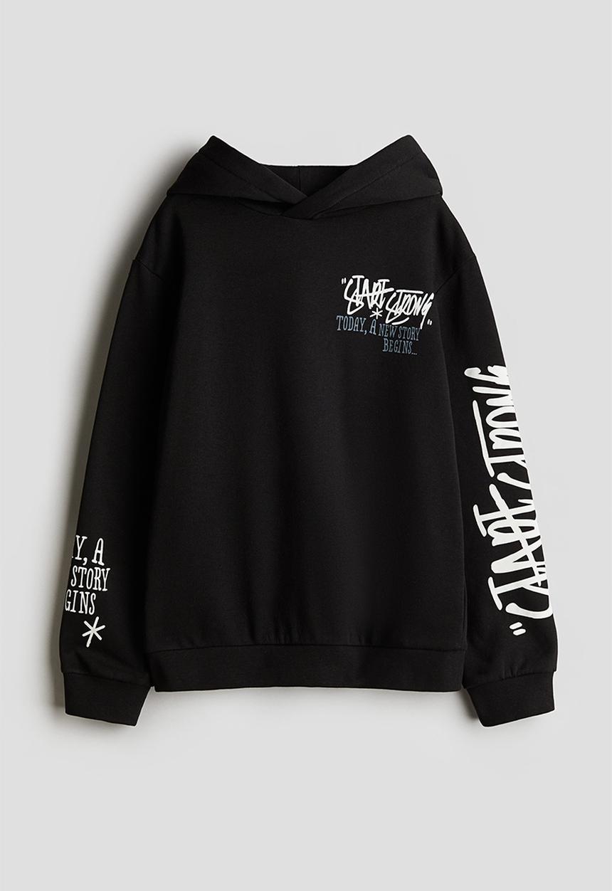 H&M - Printed hoodie - black start strong
