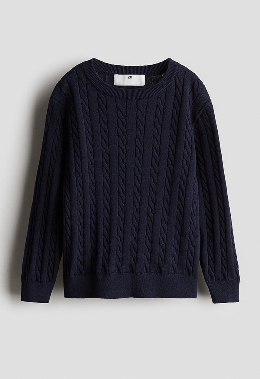 H&M - Cable-knit cotton jumper - navy blue