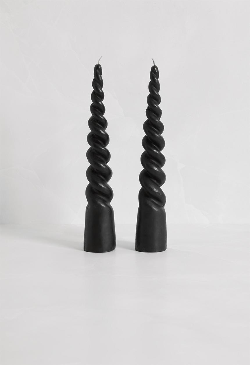 Sixth Floor - Set 2 Twisted Cone Candle - Black