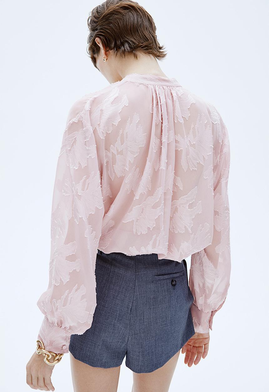 H&M - Jacquard-weave blouse - light dusty pink
