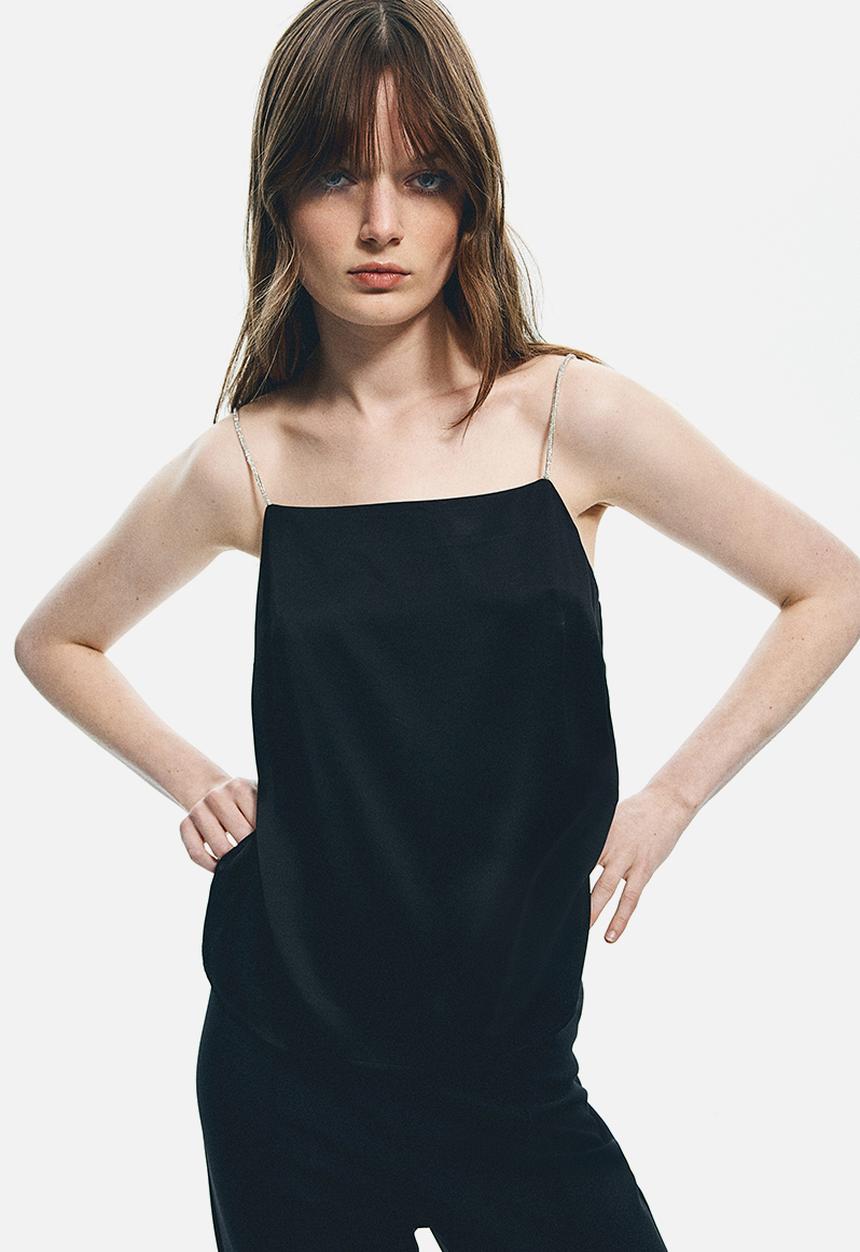 H&M - Rhinestone-strap top - black