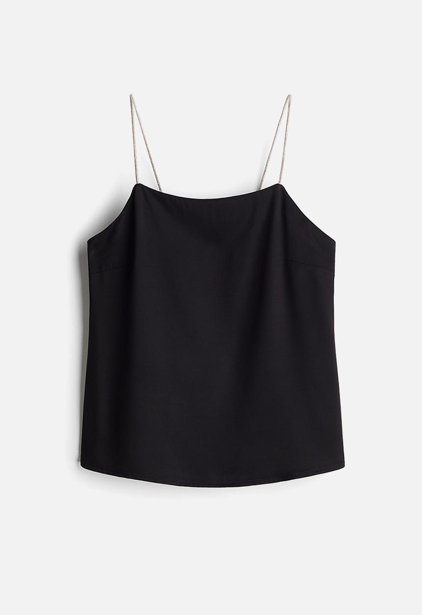 H&M - Rhinestone-strap top - black