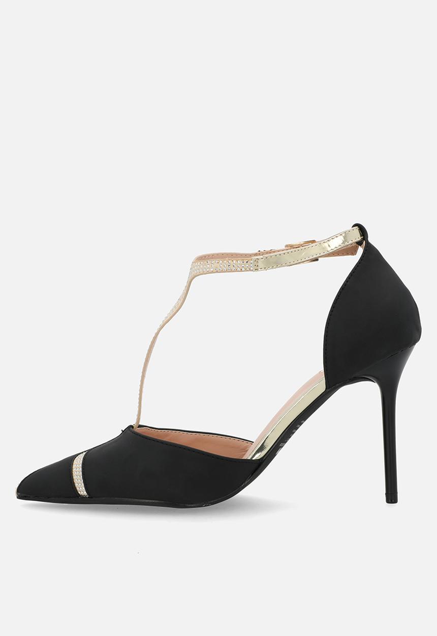 Plum - Isabel ankle strap - black & gold