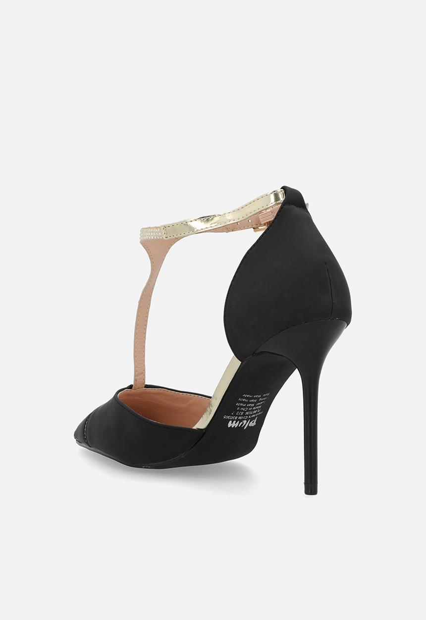 Plum - Isabel ankle strap - black & gold