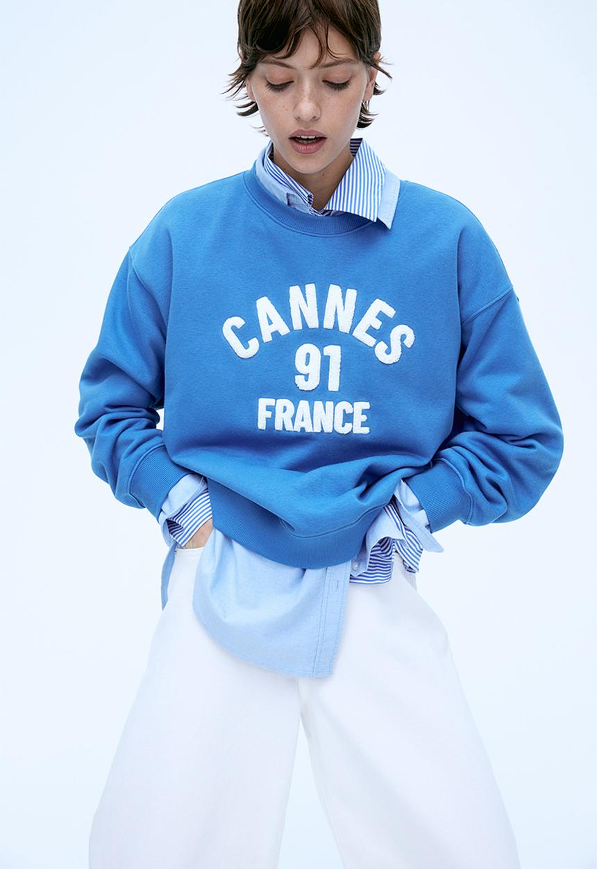 H&M - Text-motif sweatshirt - blue cannes