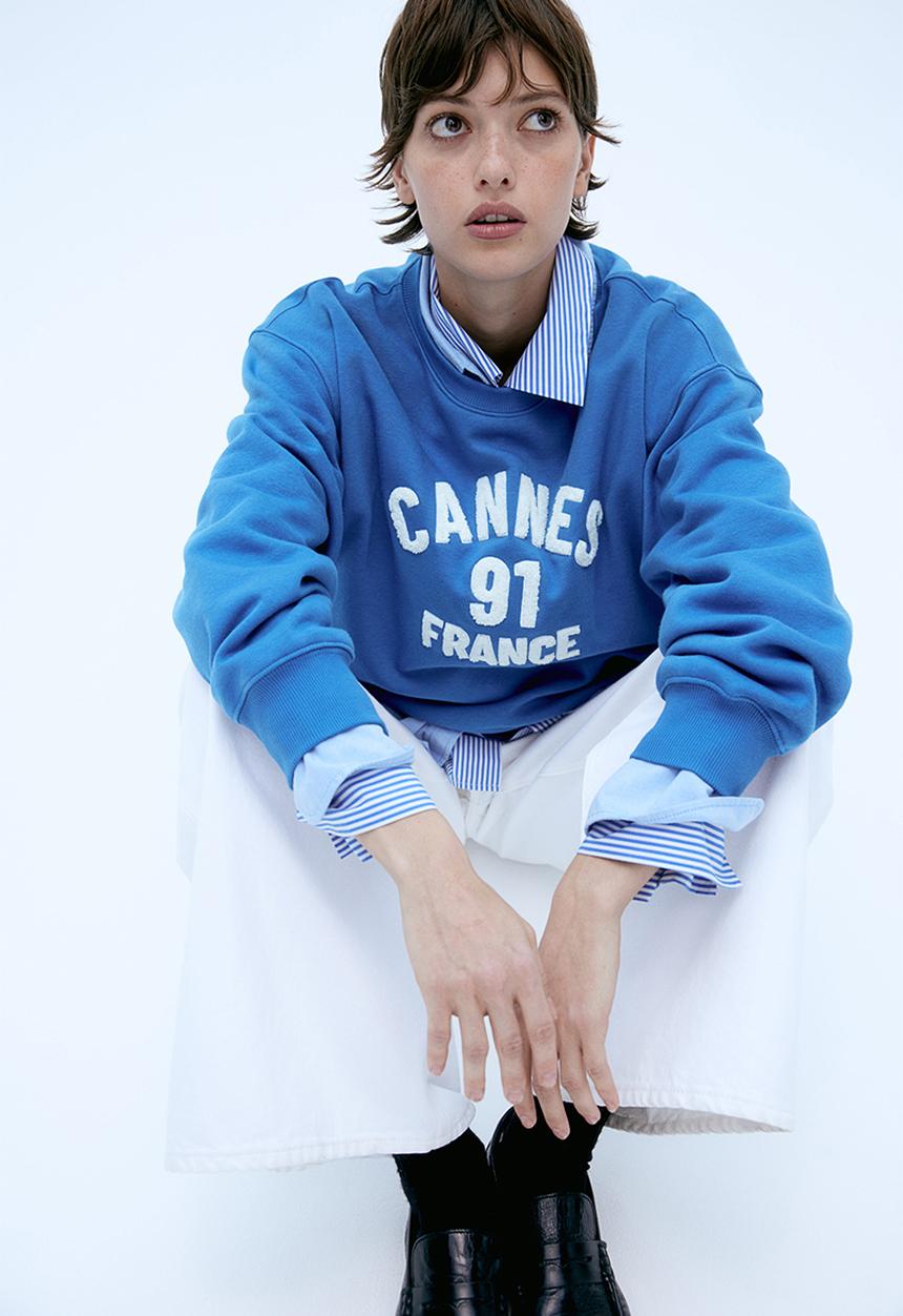 H&M - Text-motif sweatshirt - blue cannes