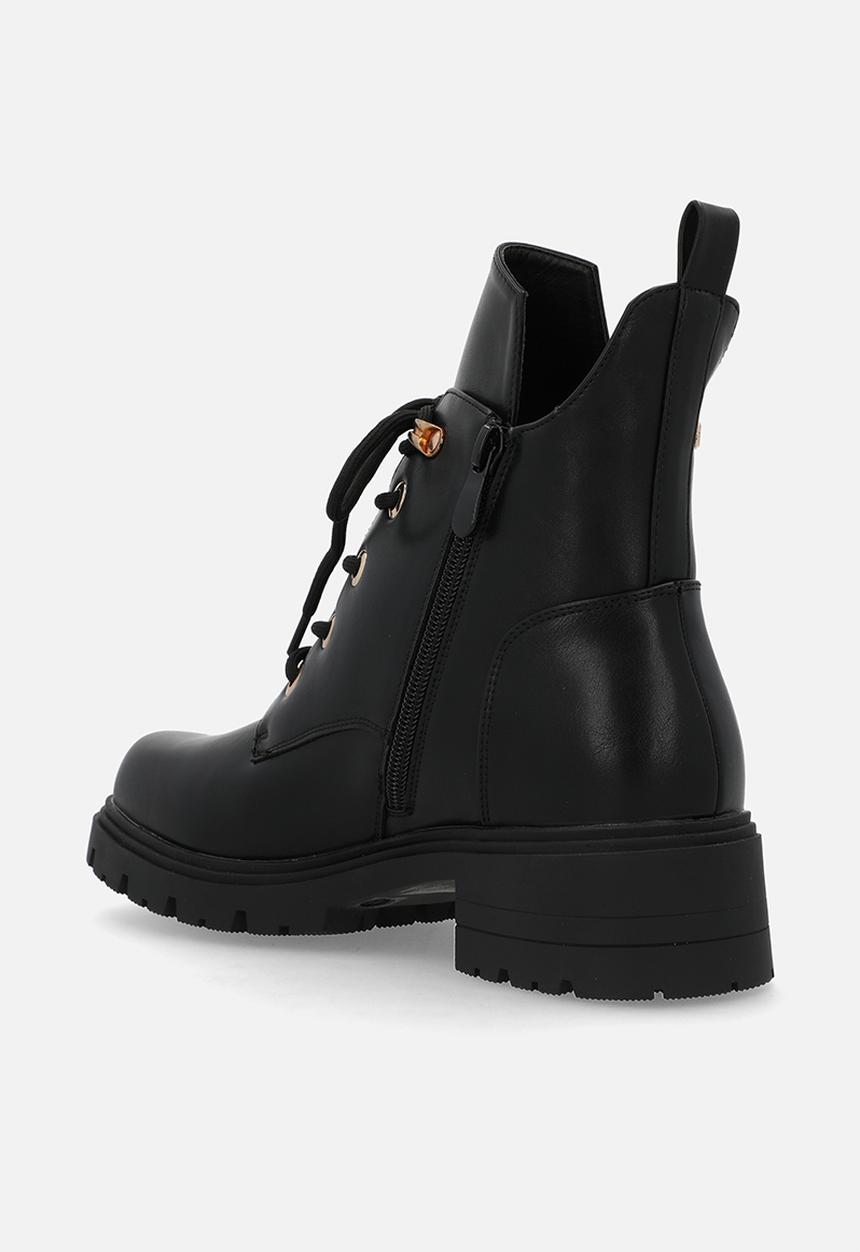 Plum - Kaley lace-up boot - black