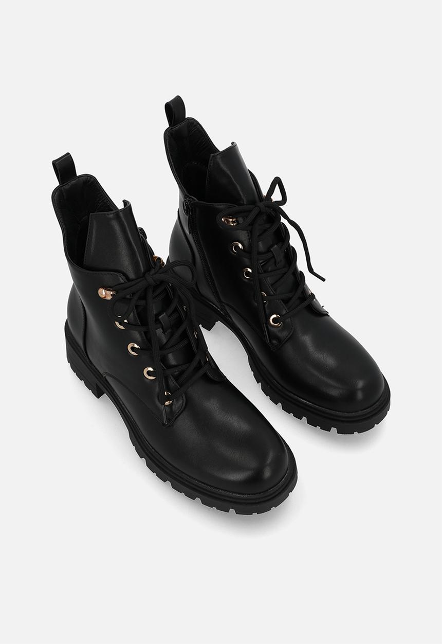 Plum - Kaley lace-up boot - black