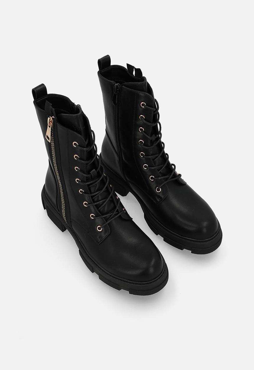 Plum - Zenith lace-up boot - black