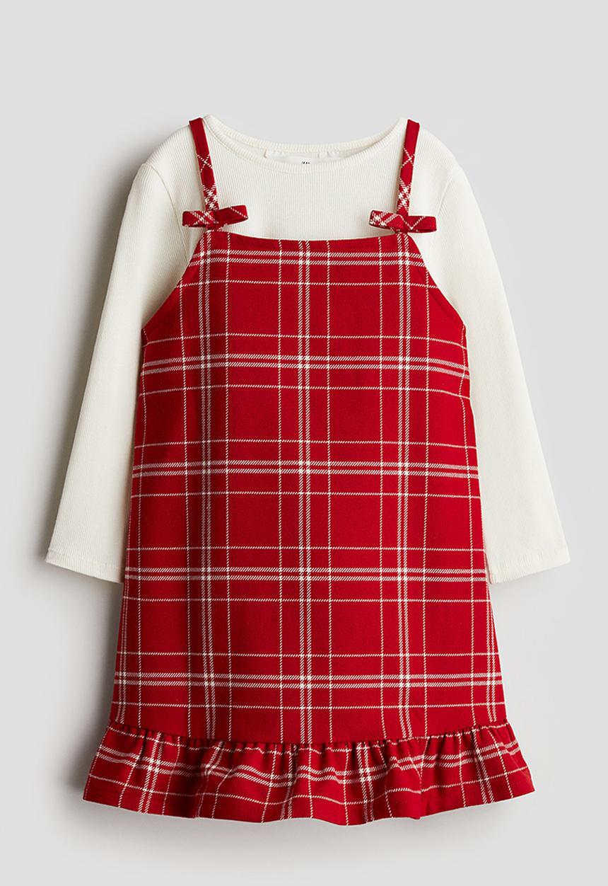 H&M - 2-Piece dress and top set - red white