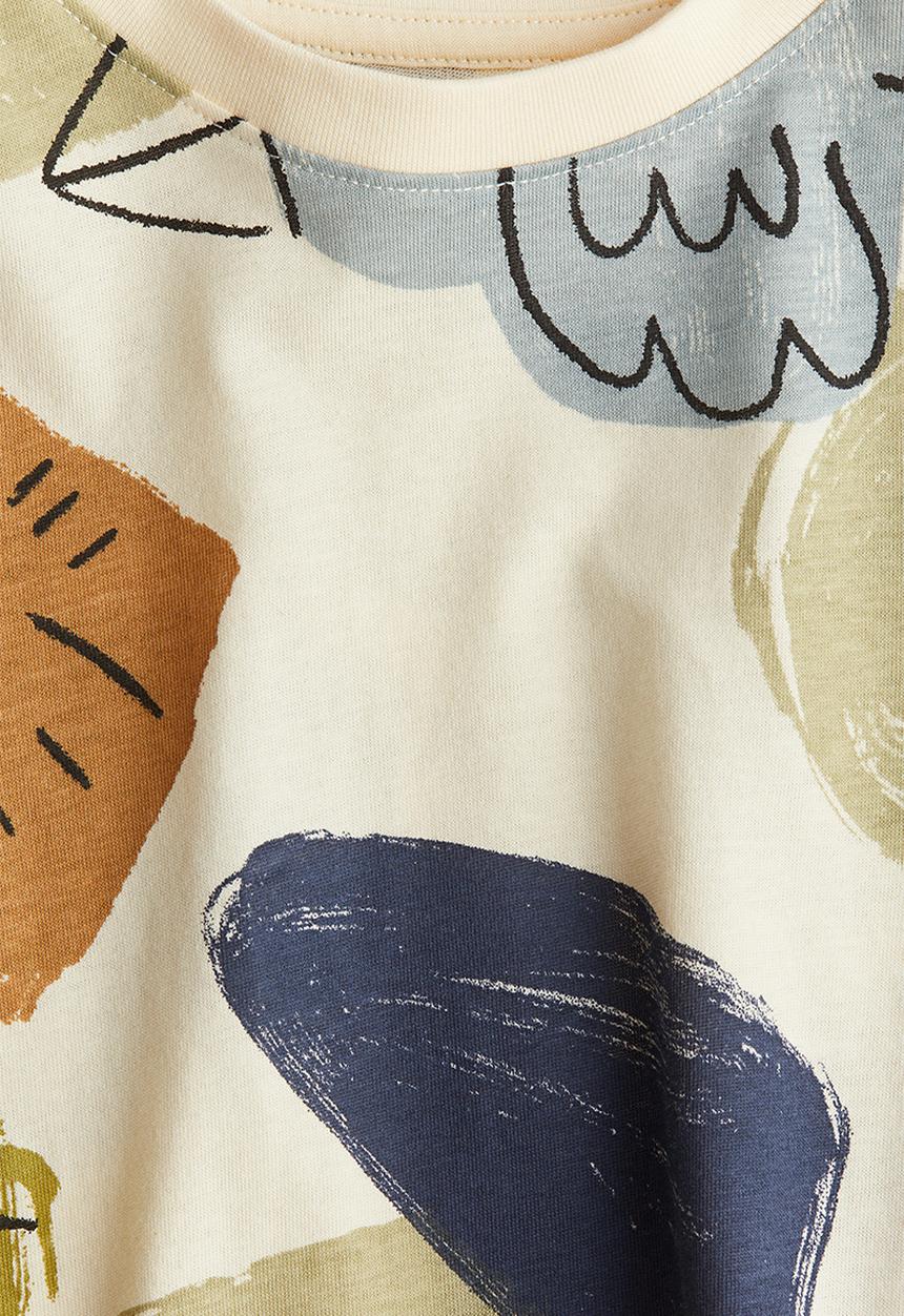 H&M - Printed jersey top -  light yellow/birds