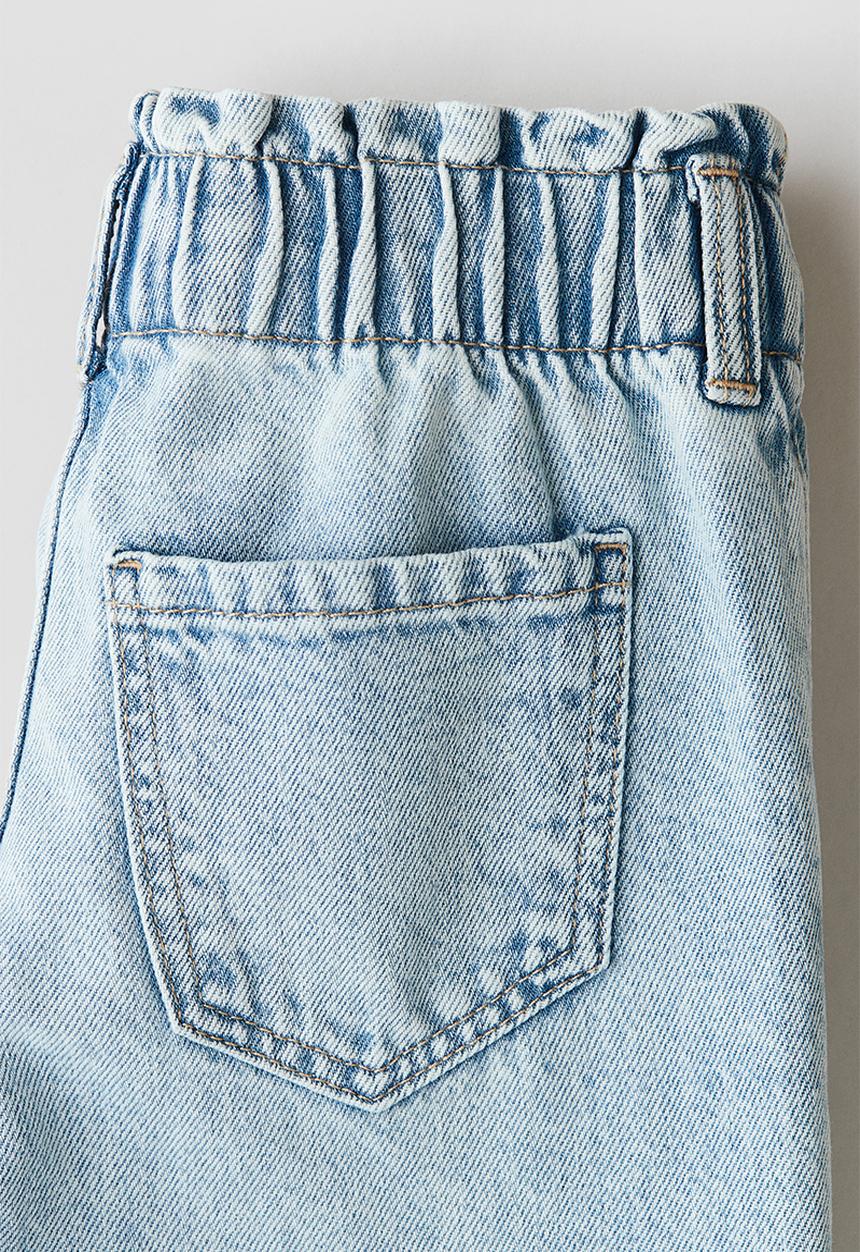 H&M - Wide leg paper bag jeans - light denim blue 