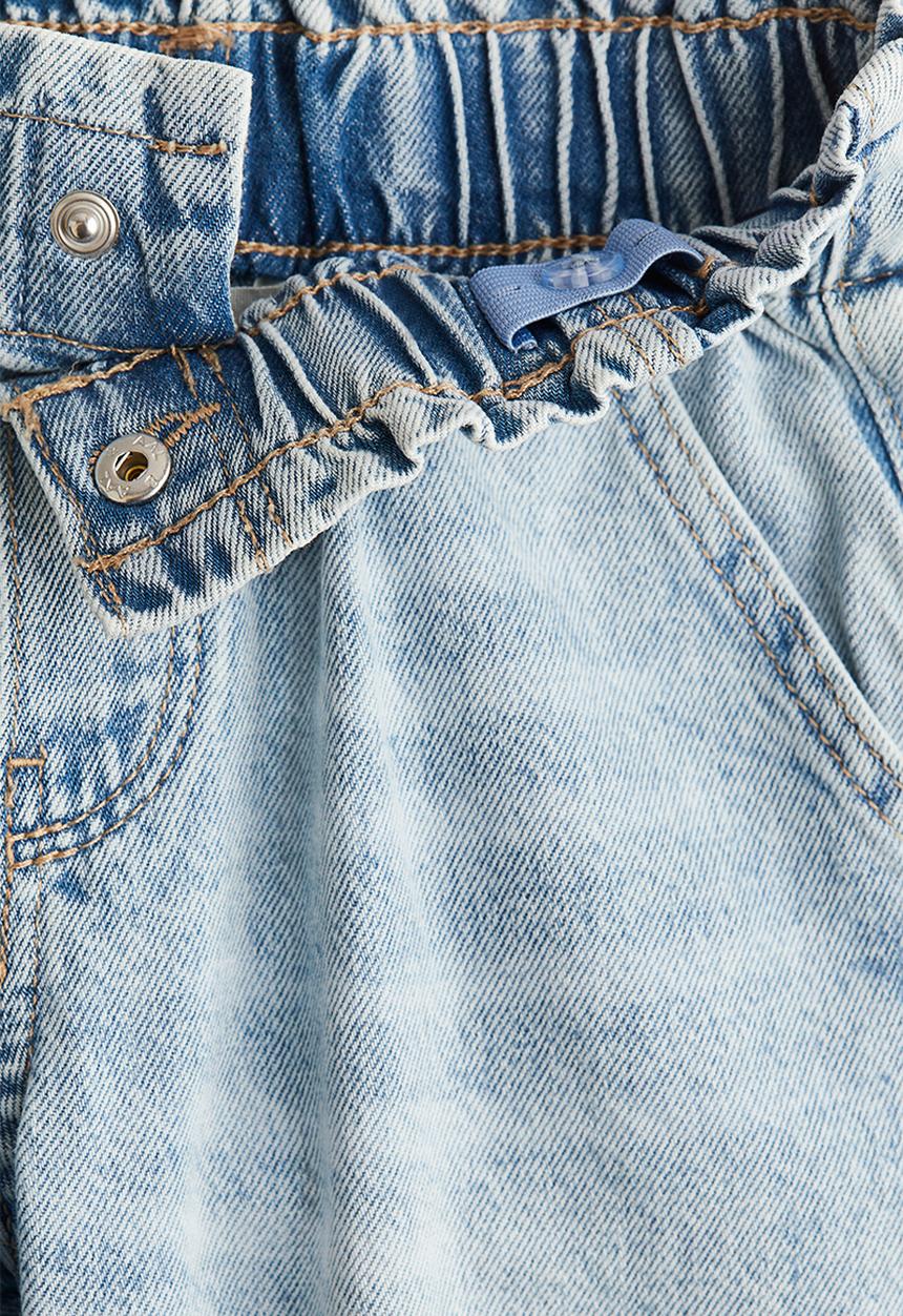 H&M - Wide leg paper bag jeans - light denim blue 