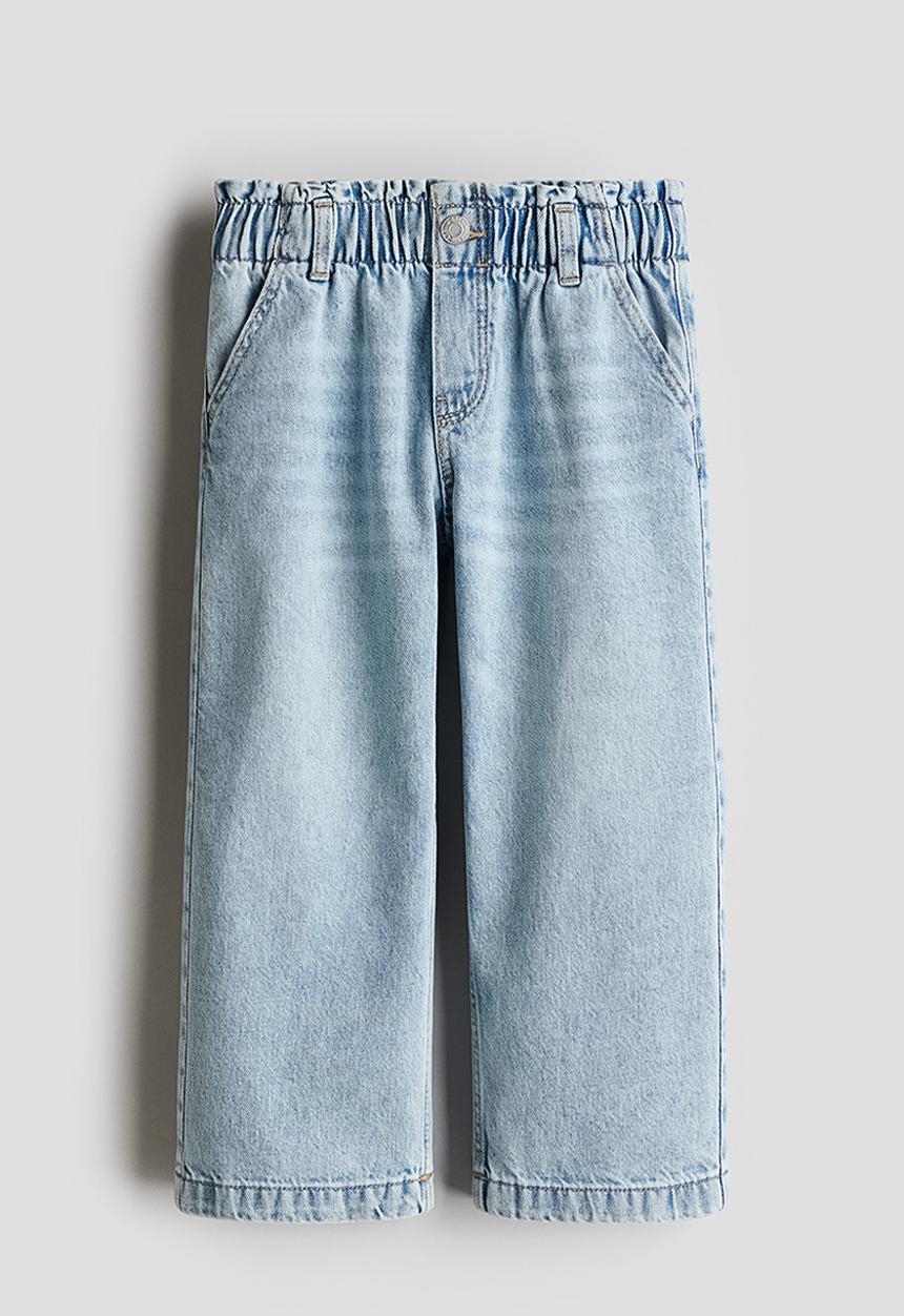 H&M - Wide leg paper bag jeans - light denim blue 