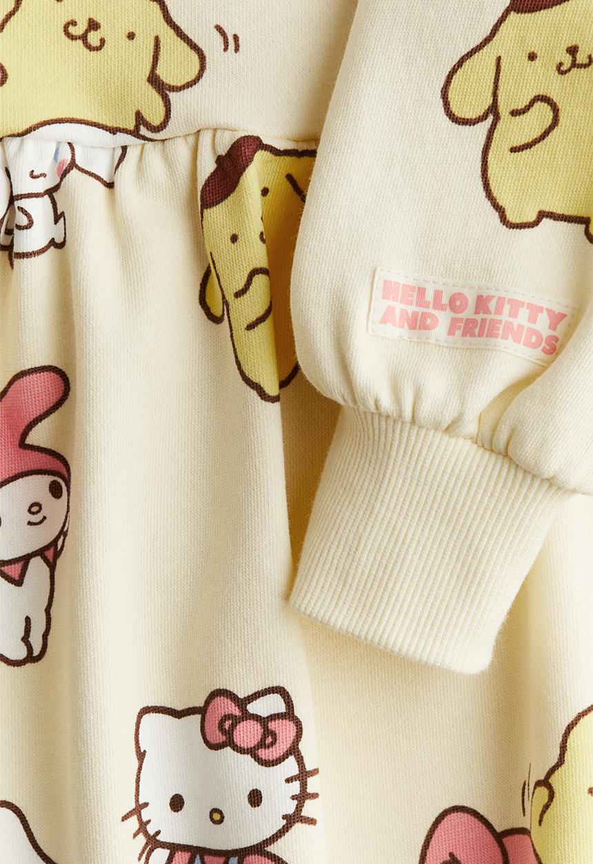 H&M - Patterned sweatshirt dress - light yellow pompompurin