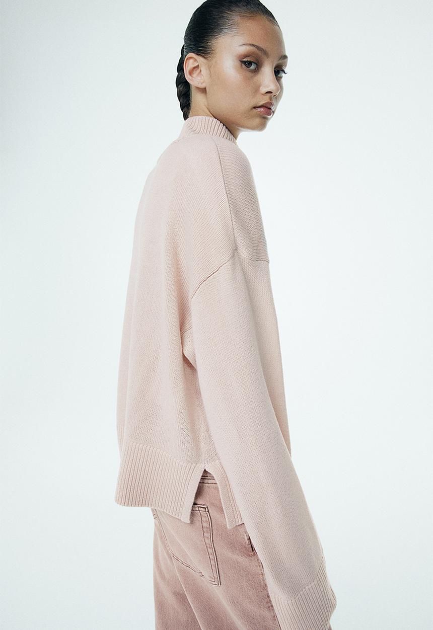 H&M - Fine-knit turtleneck jumper - light dusty pink