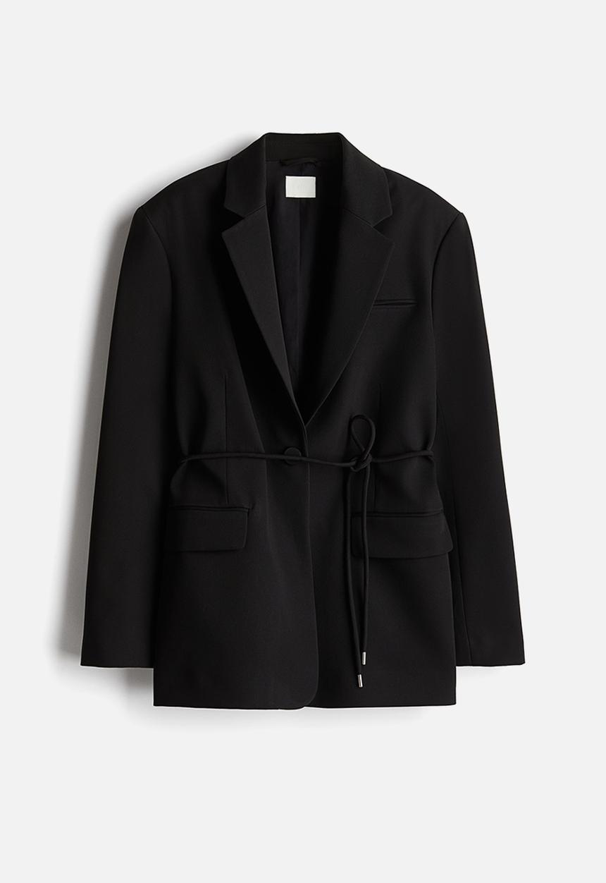 H&M - Tie-belt blazer - black