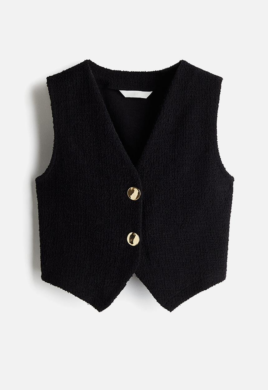 H&M - Bouclé waistcoat - black