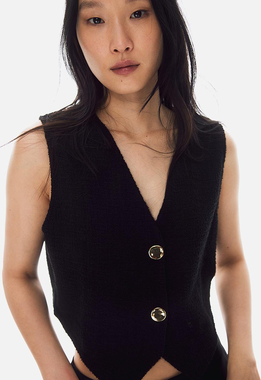 H&M - Bouclé waistcoat - black