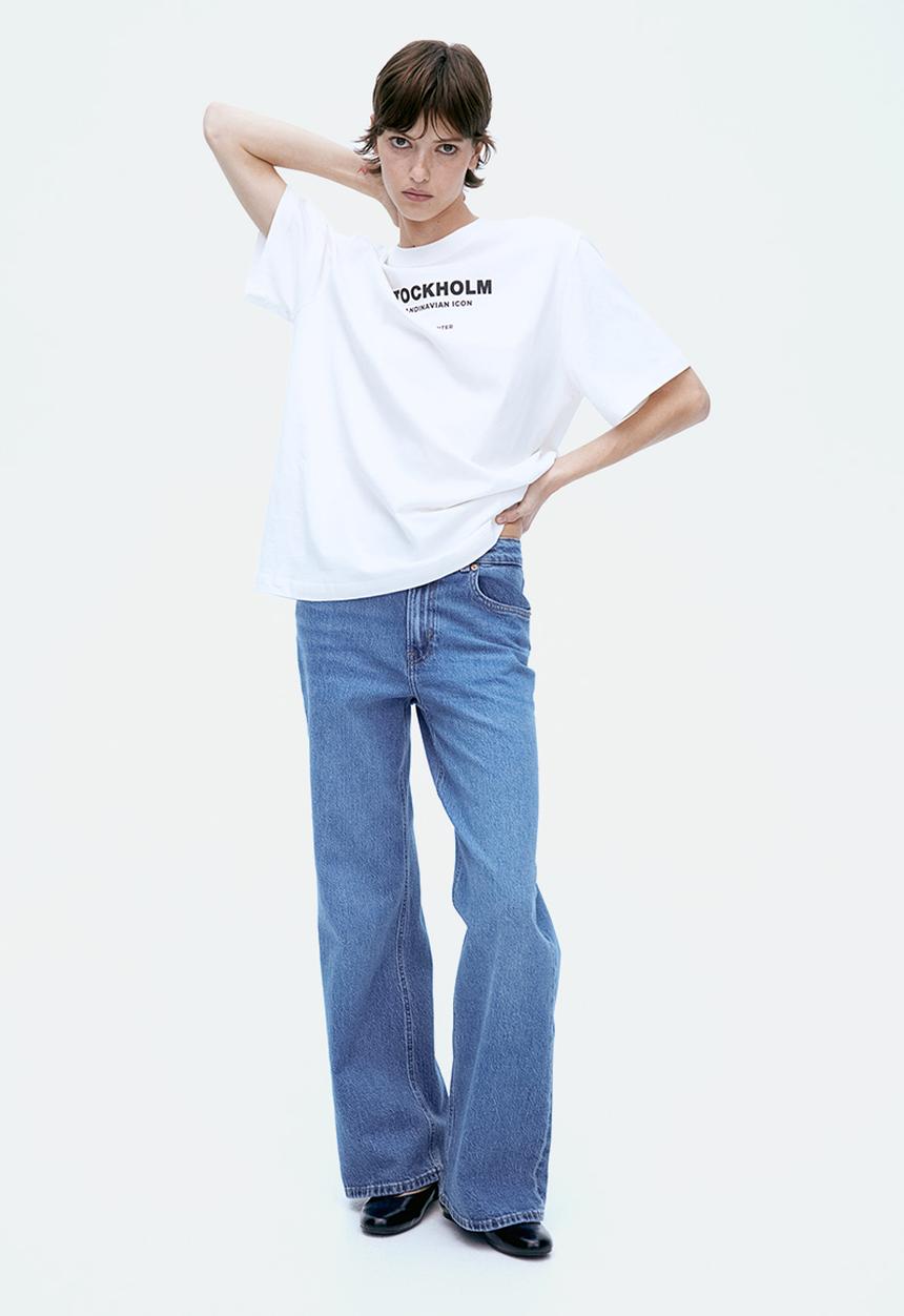 H&M - Wide high jeans - denim blue