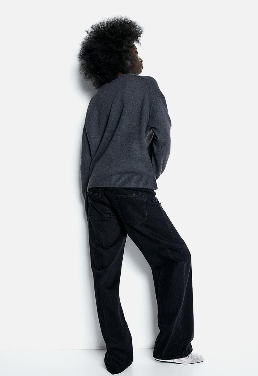 H&M - Embellished jumper - dark grey beads