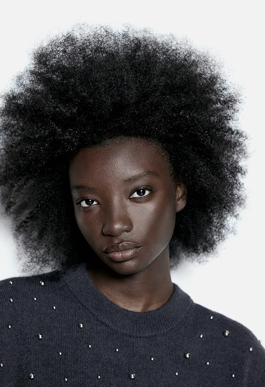 H&M - Embellished jumper - dark grey beads