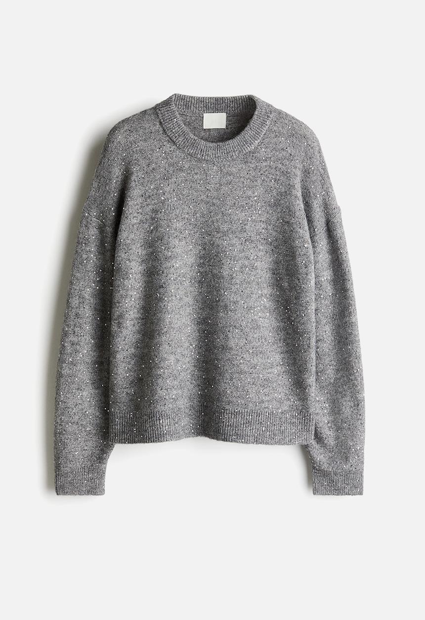 H&M - Embellished jumper - grey marl sequins