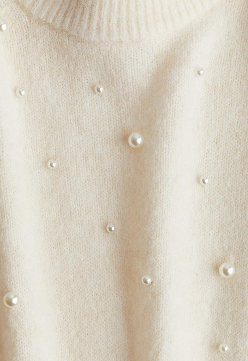 H&M - Embellished jumper - cream beads