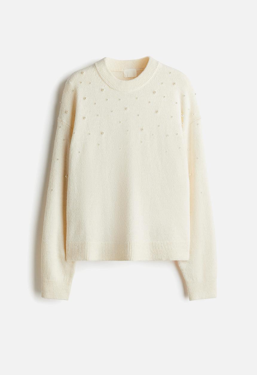 H&M - Embellished jumper - cream beads