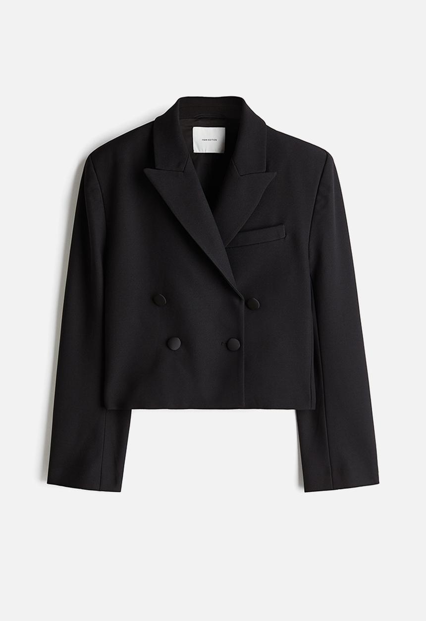 H&M - Oversized jersey blazer - black