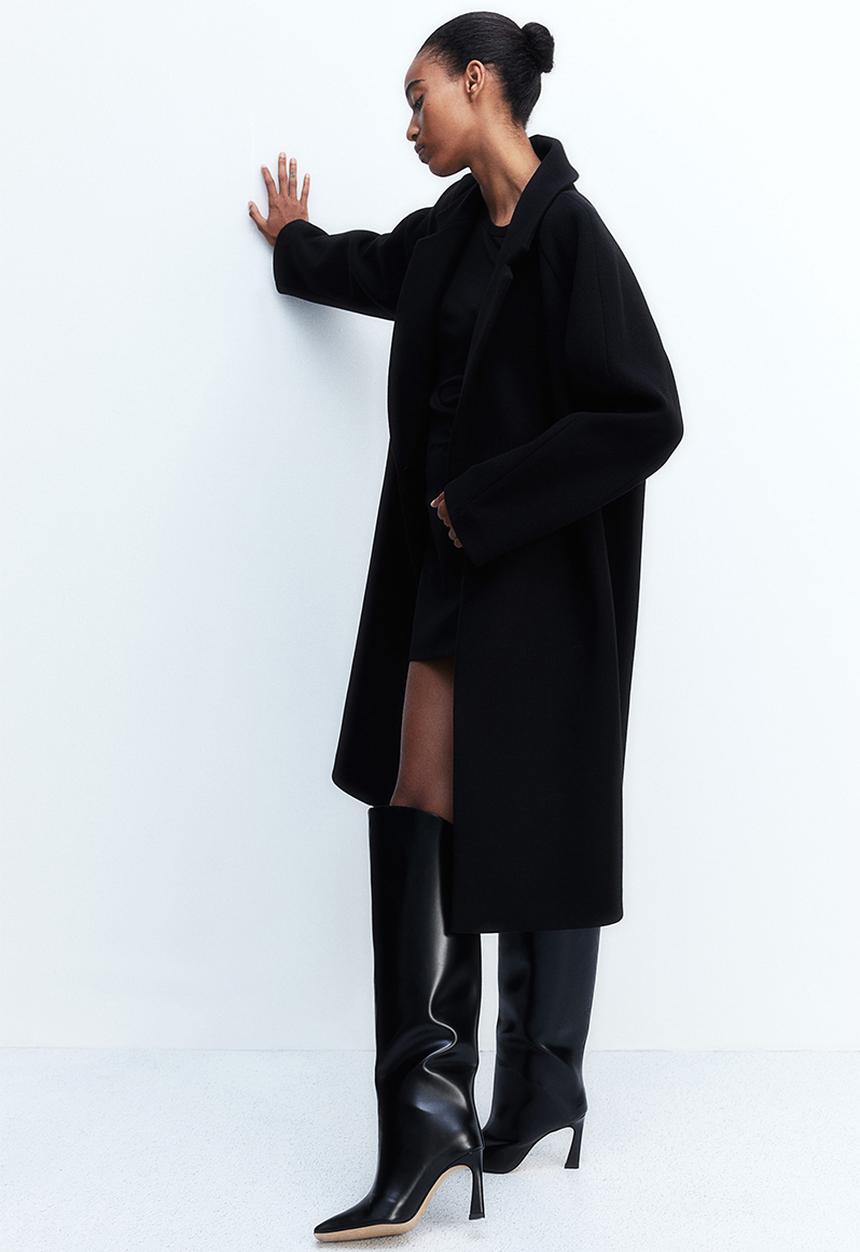 H&M - Double-breasted coat - black
