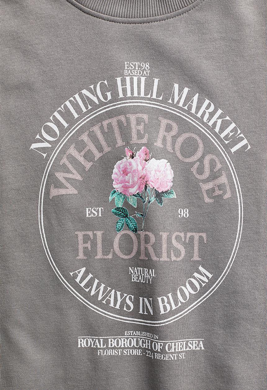 H&M - Oversized motif-front sweatshirt - grey roses