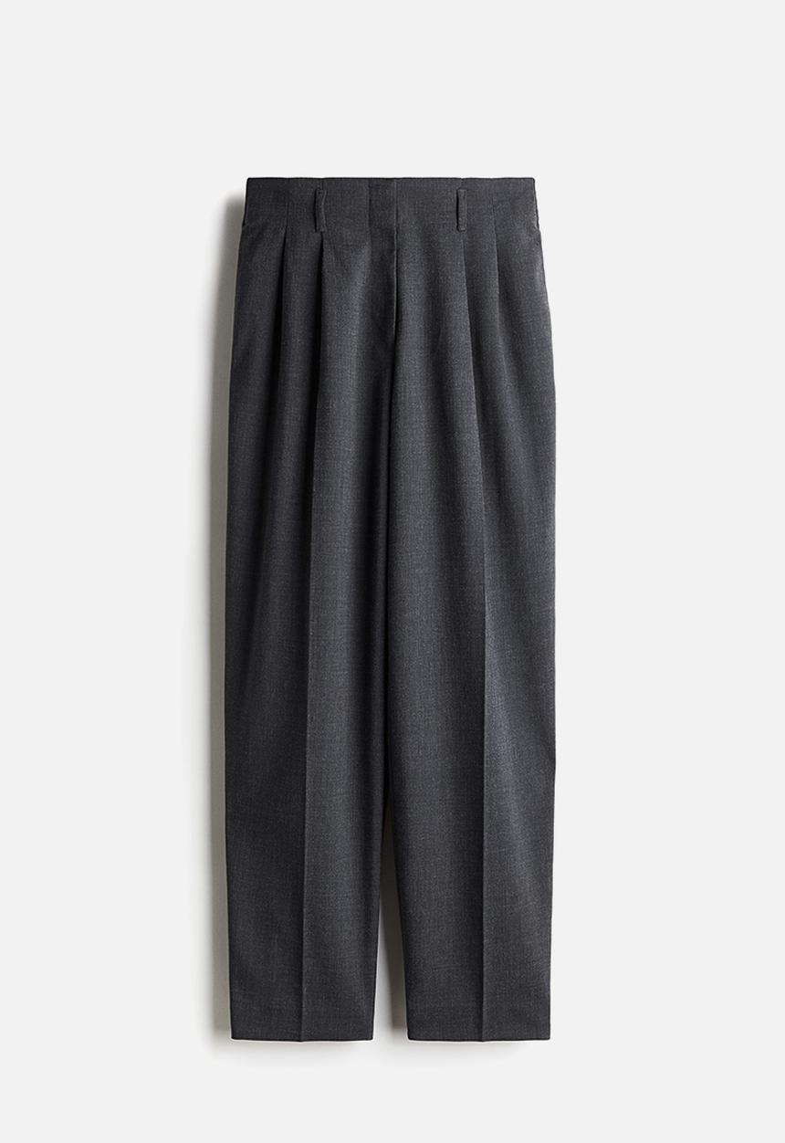 H&M - Tapered trousers - dark grey marl 