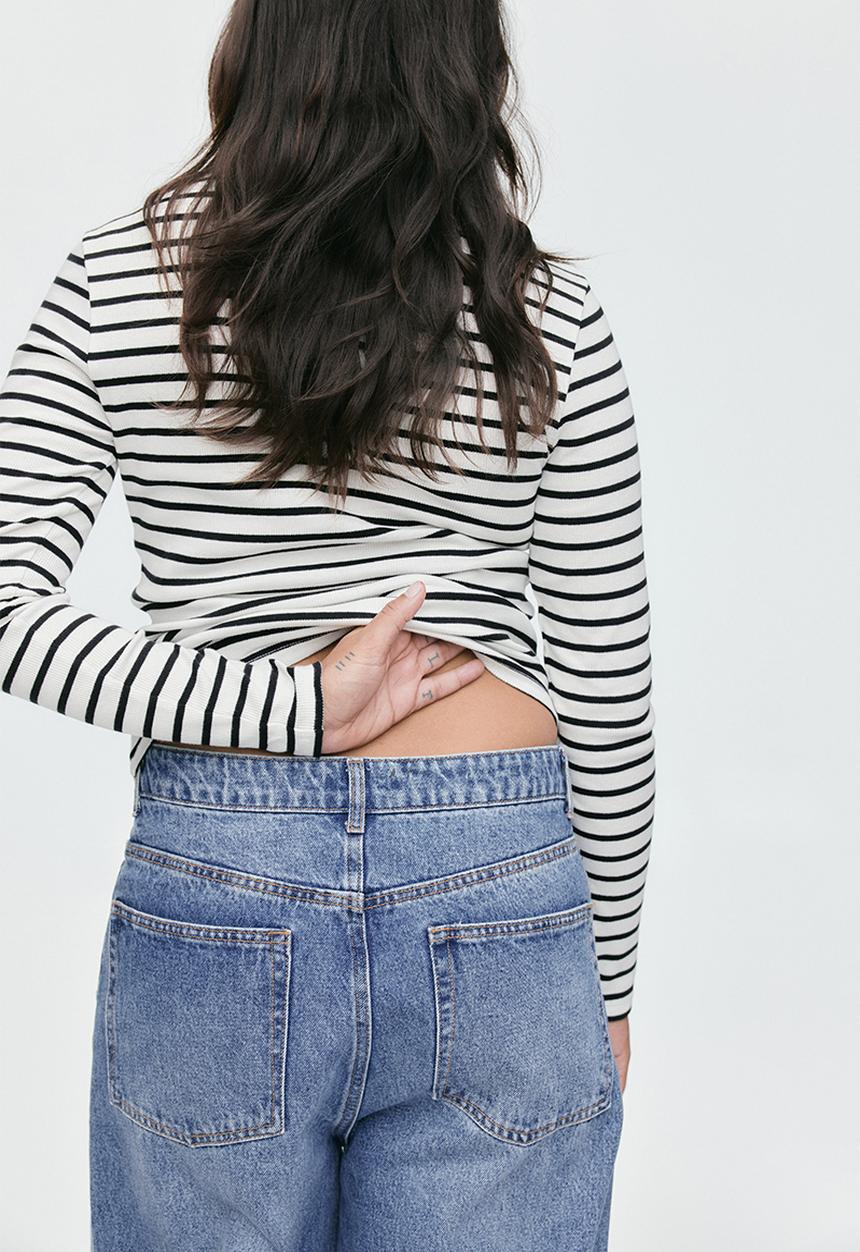 H&M - Ribbed cotton top - white striped