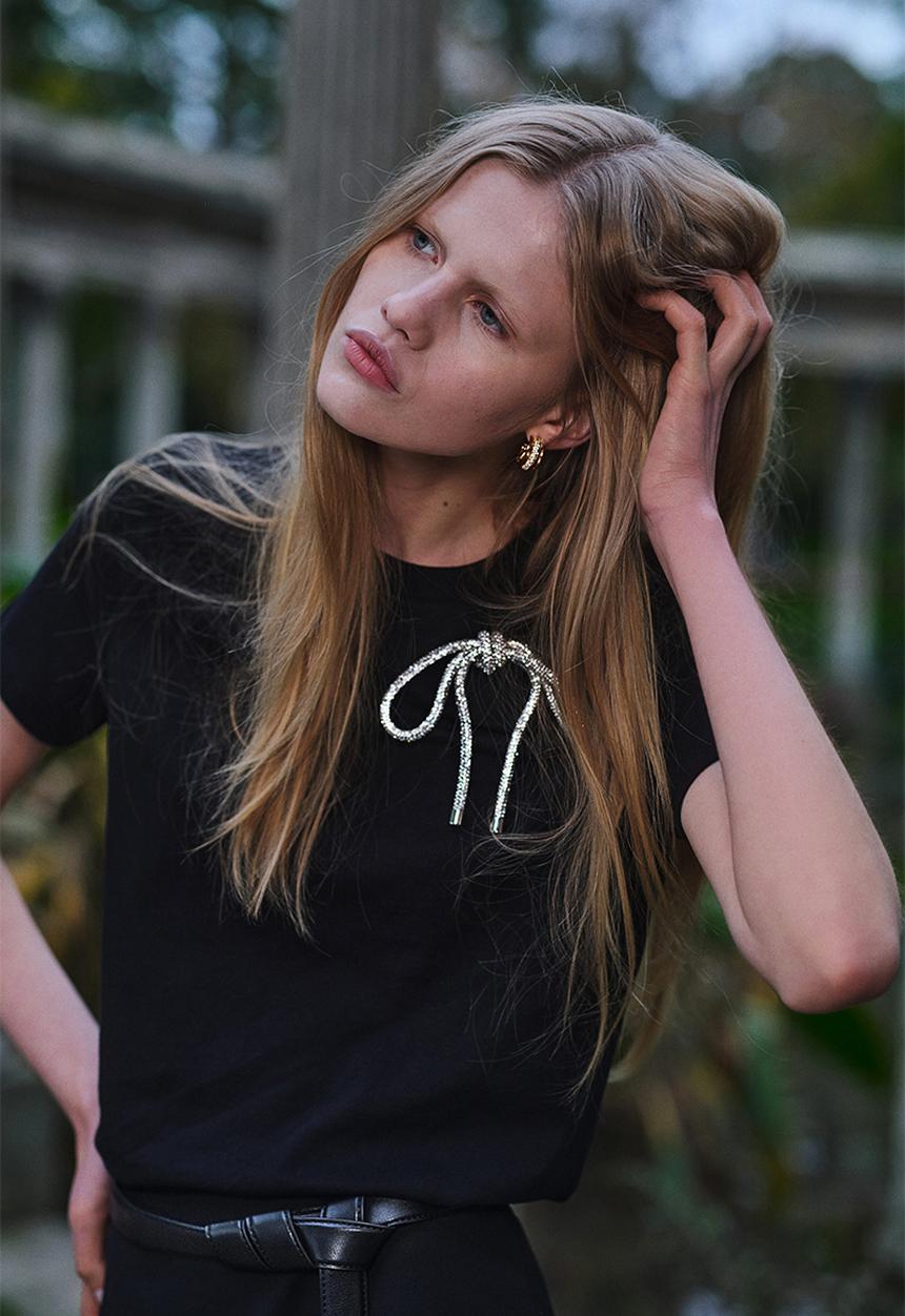 H&M - Embellished t-shirt - black