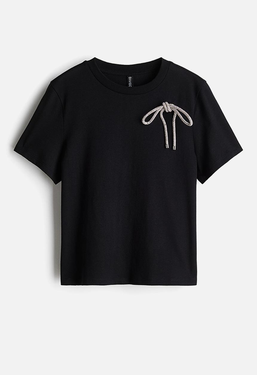 H&M - Embellished t-shirt - black