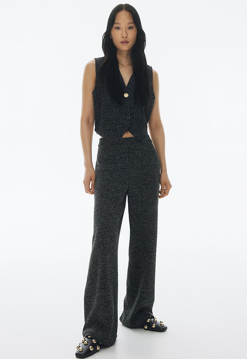 H&M - Bouclé trousers - black marl