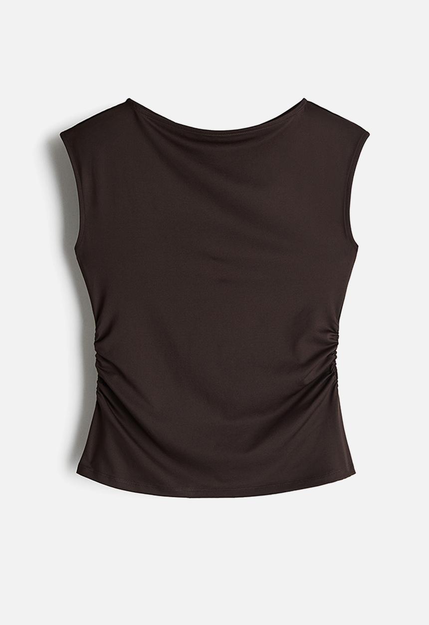 H&M - Boat-neck top - dark brown