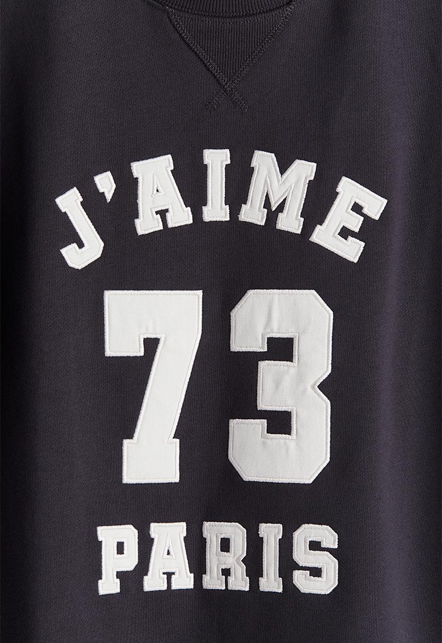 H&M - Text-motif sweatshirt - dark grey paris