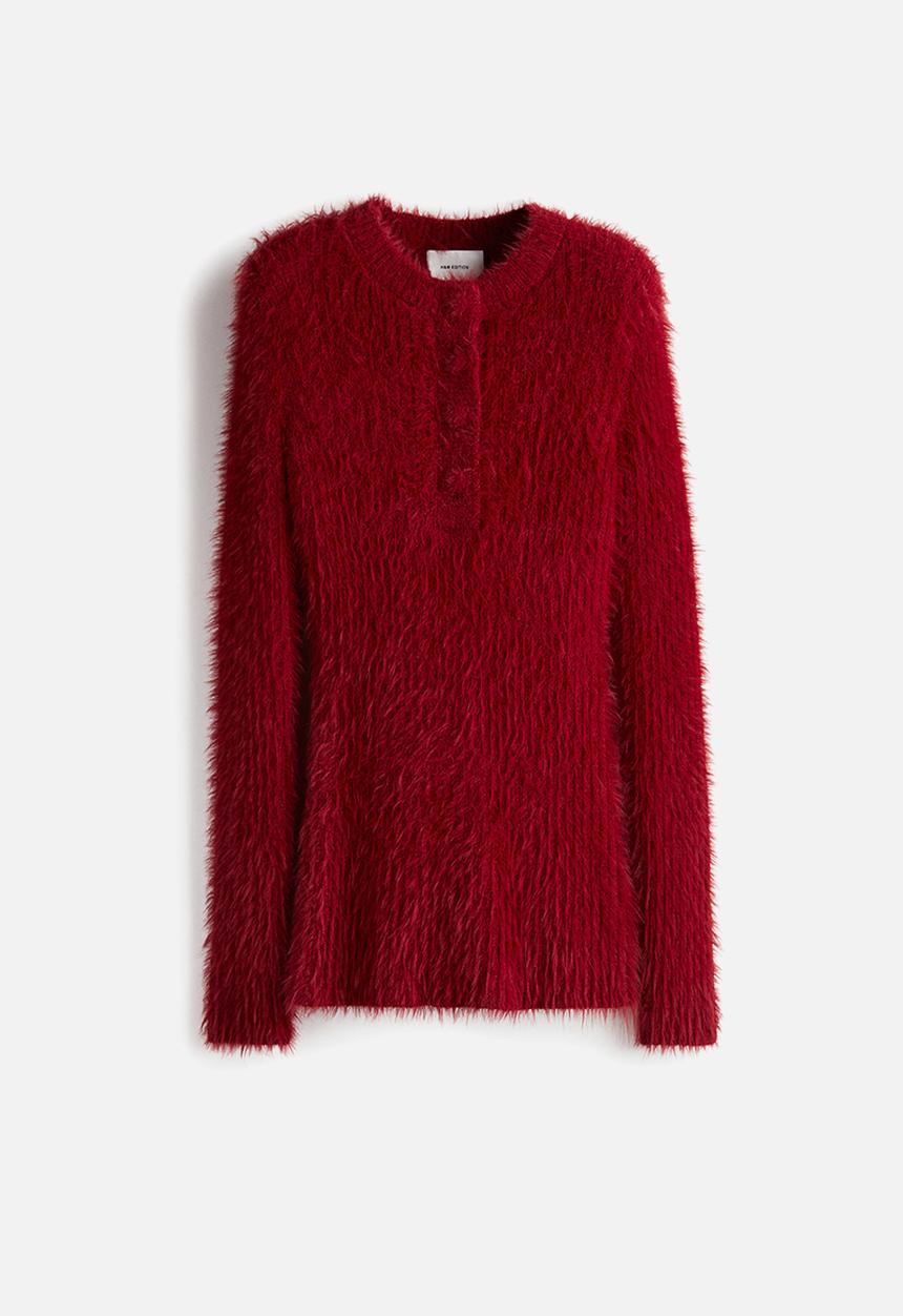 H&M - Fluffy-knit jumper - dark red