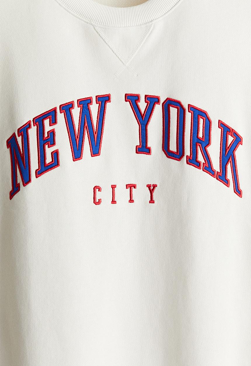 H&M - Text-motif sweatshirt - white new york