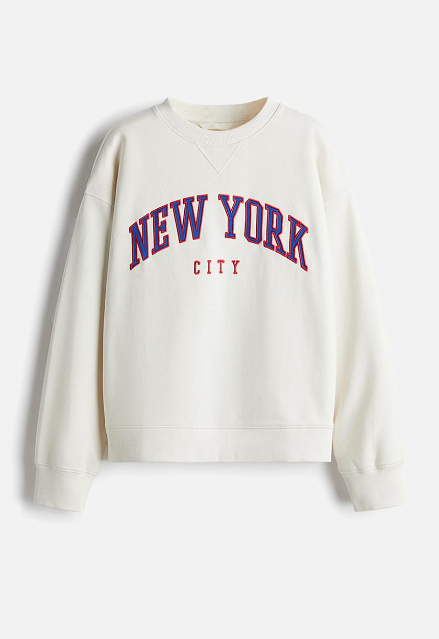 H&M - Text-motif sweatshirt - white new york